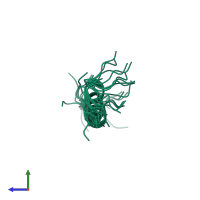PDB entry 1rkl coloured by chain, ensemble of 20 models, side view.