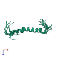 PDB entry 1rkl coloured by chain, ensemble of 20 models, top view.