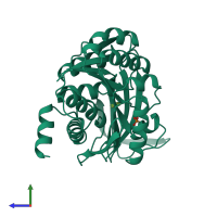 PDB entry 1rks coloured by chain, side view.