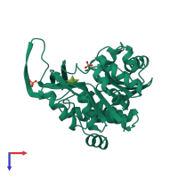 PDB entry 1rks coloured by chain, top view.
