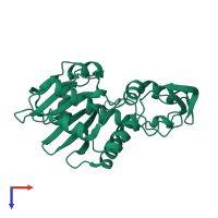 PDB entry 1rl0 coloured by chain, top view.