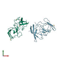 PDB entry 1rl2 coloured by chain, front view.