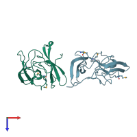 PDB entry 1rl2 coloured by chain, top view.