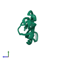 PDB entry 1rl5 coloured by chain, ensemble of 20 models, side view.