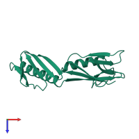 PDB entry 1rl6 coloured by chain, top view.