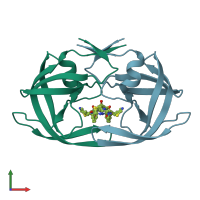 PDB entry 1rl8 coloured by chain, front view.