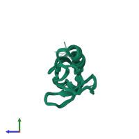 PDB entry 1rlf coloured by chain, ensemble of 10 models, side view.