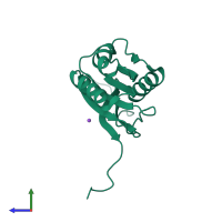 PDB entry 1rlh coloured by chain, side view.