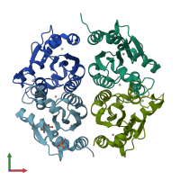 PDB entry 1rli coloured by chain, front view.