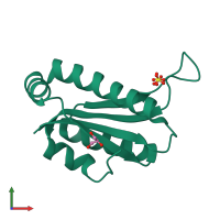 PDB entry 1rlk coloured by chain, front view.