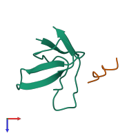 PDB entry 1rlq coloured by chain, top view.