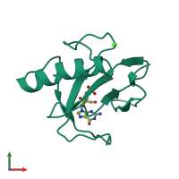 PDB entry 1rls coloured by chain, front view.