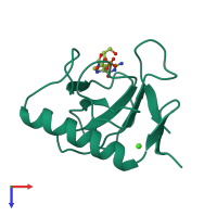 PDB entry 1rls coloured by chain, top view.