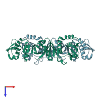 PDB entry 1rlv coloured by chain, top view.