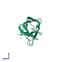 PDB entry 1rlw coloured by chain, side view.