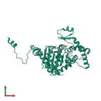 PDB entry 1rlz coloured by chain, front view.