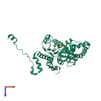PDB entry 1rlz coloured by chain, top view.