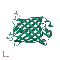 PDB entry 1rm9 coloured by chain, front view.