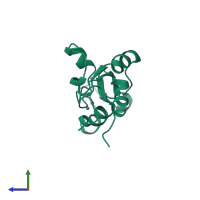 PDB entry 1rmd coloured by chain, side view.