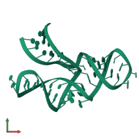 PDB entry 1rmn coloured by chain, front view.