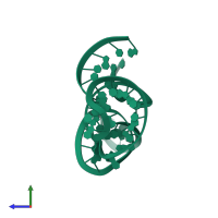 PDB entry 1rmn coloured by chain, side view.