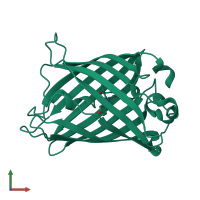 PDB entry 1rmo coloured by chain, front view.