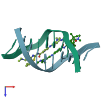 PDB entry 1rmx coloured by chain, top view.