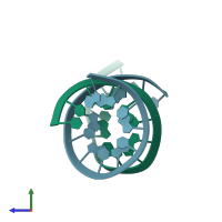 PDB entry 1rna coloured by chain, side view.