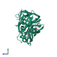 PDB entry 1rne coloured by chain, side view.