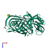 PDB entry 1rne coloured by chain, top view.