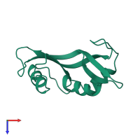 Monomeric assembly 2 of PDB entry 1rnf coloured by chemically distinct molecules, top view.