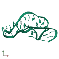 PDB entry 1rnk coloured by chain, front view.