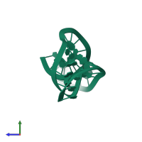 PDB entry 1rnk coloured by chain, side view.