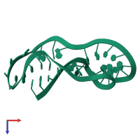 PDB entry 1rnk coloured by chain, top view.