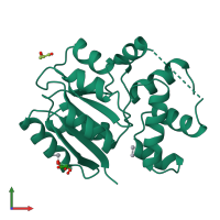 PDB entry 1rnl coloured by chain, front view.