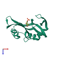 PDB entry 1rnn coloured by chain, top view.