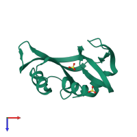 PDB entry 1rno coloured by chain, top view.