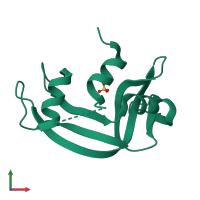 PDB entry 1rnv coloured by chain, front view.