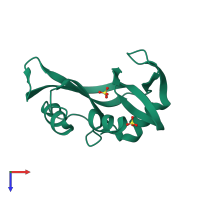 PDB entry 1rnw coloured by chain, top view.