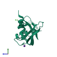 PDB entry 1rny coloured by chain, side view.