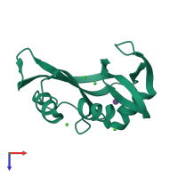 PDB entry 1rny coloured by chain, top view.