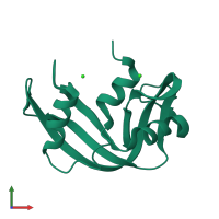 PDB entry 1rnz coloured by chain, front view.