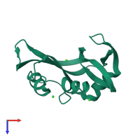 PDB entry 1rnz coloured by chain, top view.
