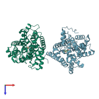 PDB entry 1ro9 coloured by chain, top view.