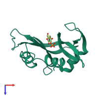 PDB entry 1rob coloured by chain, top view.