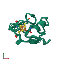 PDB entry 1rof coloured by chain, ensemble of 10 models, front view.