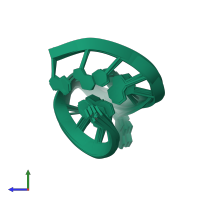 PDB entry 1roq coloured by chain, ensemble of 10 models, side view.