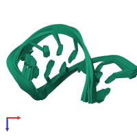 PDB entry 1roq coloured by chain, ensemble of 10 models, top view.