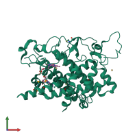 PDB entry 1rp4 coloured by chain, front view.