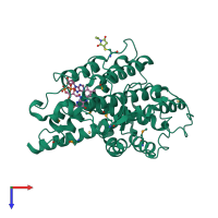 PDB entry 1rp4 coloured by chain, top view.